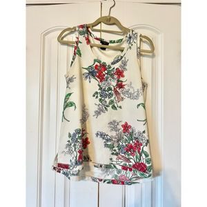 Ann Taylor Petite Floral sleeveless top size Large